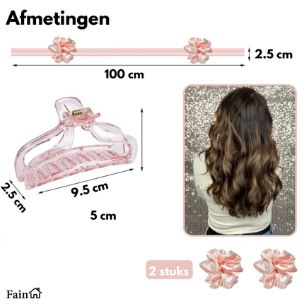 De afmetingen van de heatless curls set roze