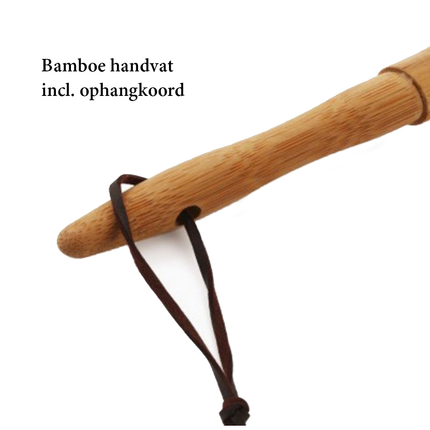 Luxe plumeau met bamboe handvat 52 cm incl. ophangkoord - Plumeau met veren