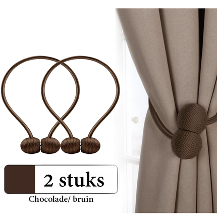 Luxe Gordijn Embrasse 2 stuks chocolade/ bruin ronde vorm – 45 cm Lang