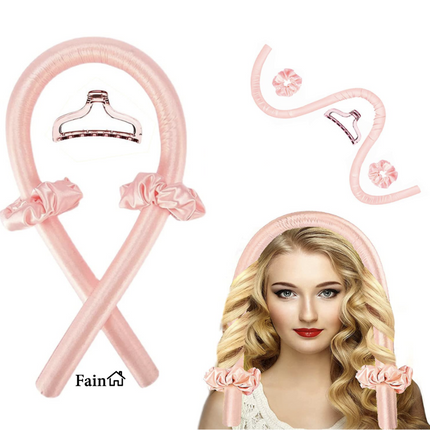 Heatless curls satijn beige incl. 2 scrunchies en een haarclip – Haarkrullen