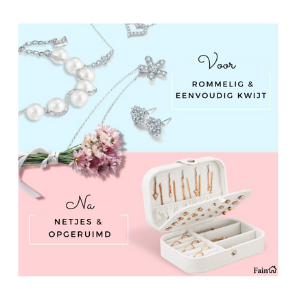 Luxe Sieradendoos wit met een lichte glitter – Juwelendoos