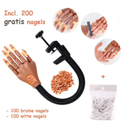 Oefenhand voor nagels all-in-1 set incl. 100 kunstnagels - Nailtrainer