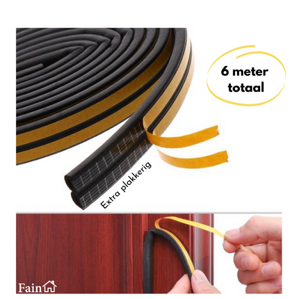 Tochtstrips voor deuren 6 meter rol zwart – Tochtband zelfklevend