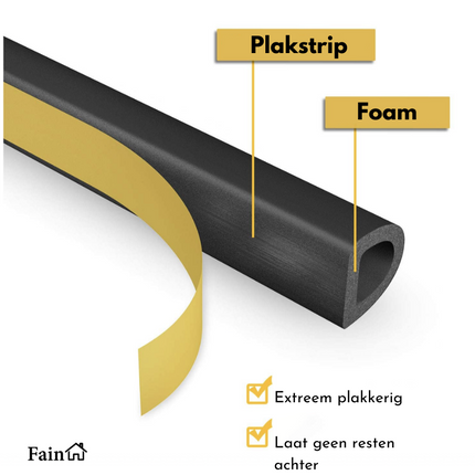 Tochtstrips voor deuren 6 meter rol zwart – Tochtband zelfklevend