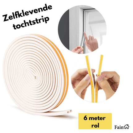 Tochtstrips voor deuren 6 meter rol zwart – Tochtband zelfklevend