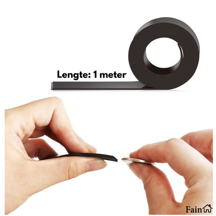 Zelfklevende magneetstrip 1 meter rol zwart – Magneetband
